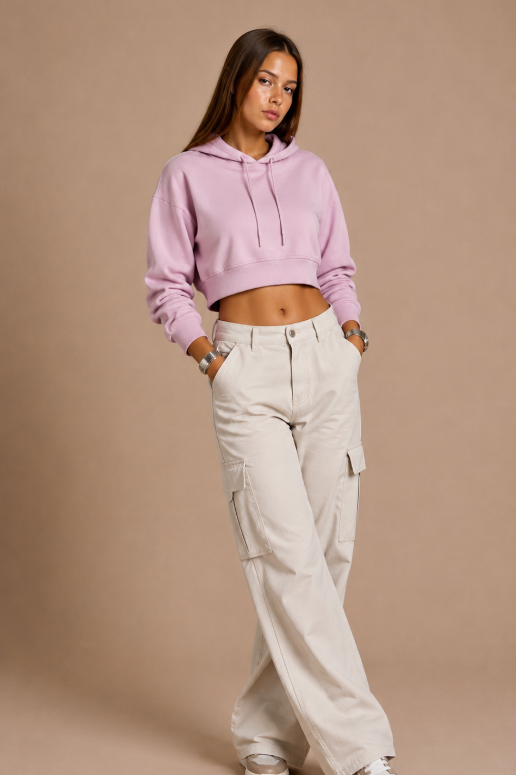pink crop hoodie