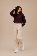 maroon crop hoodie