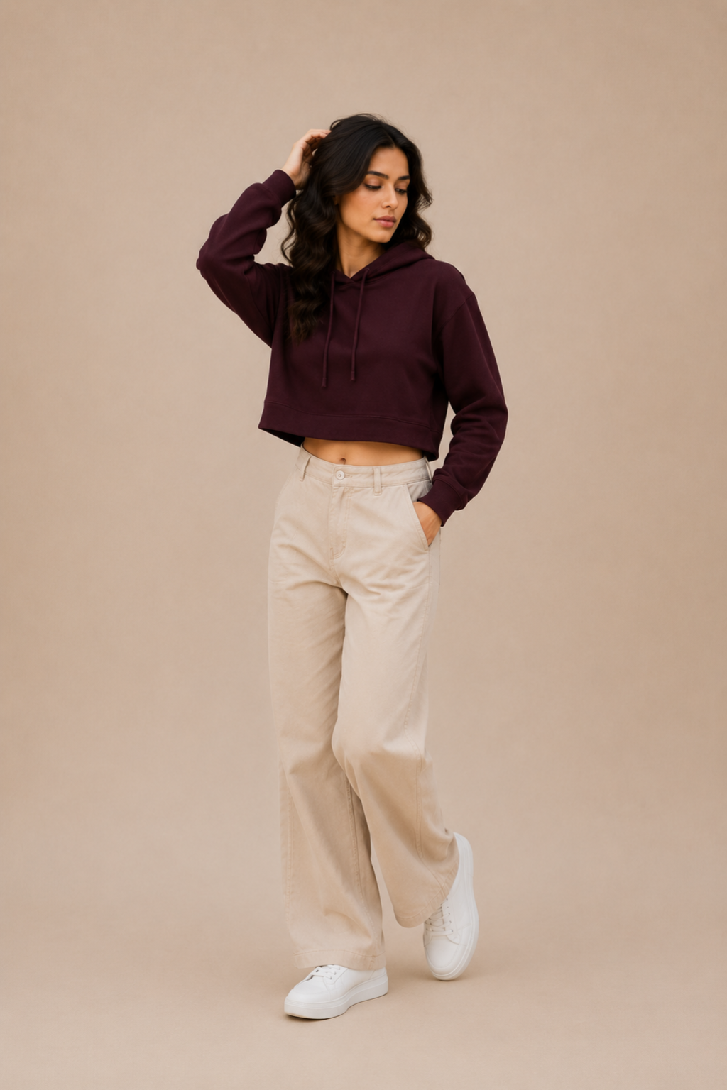 maroon crop hoodie