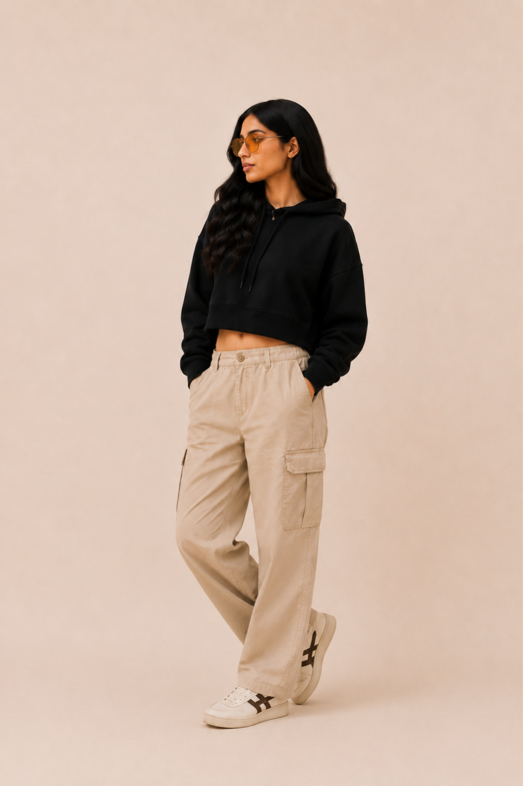 black crop hoodie