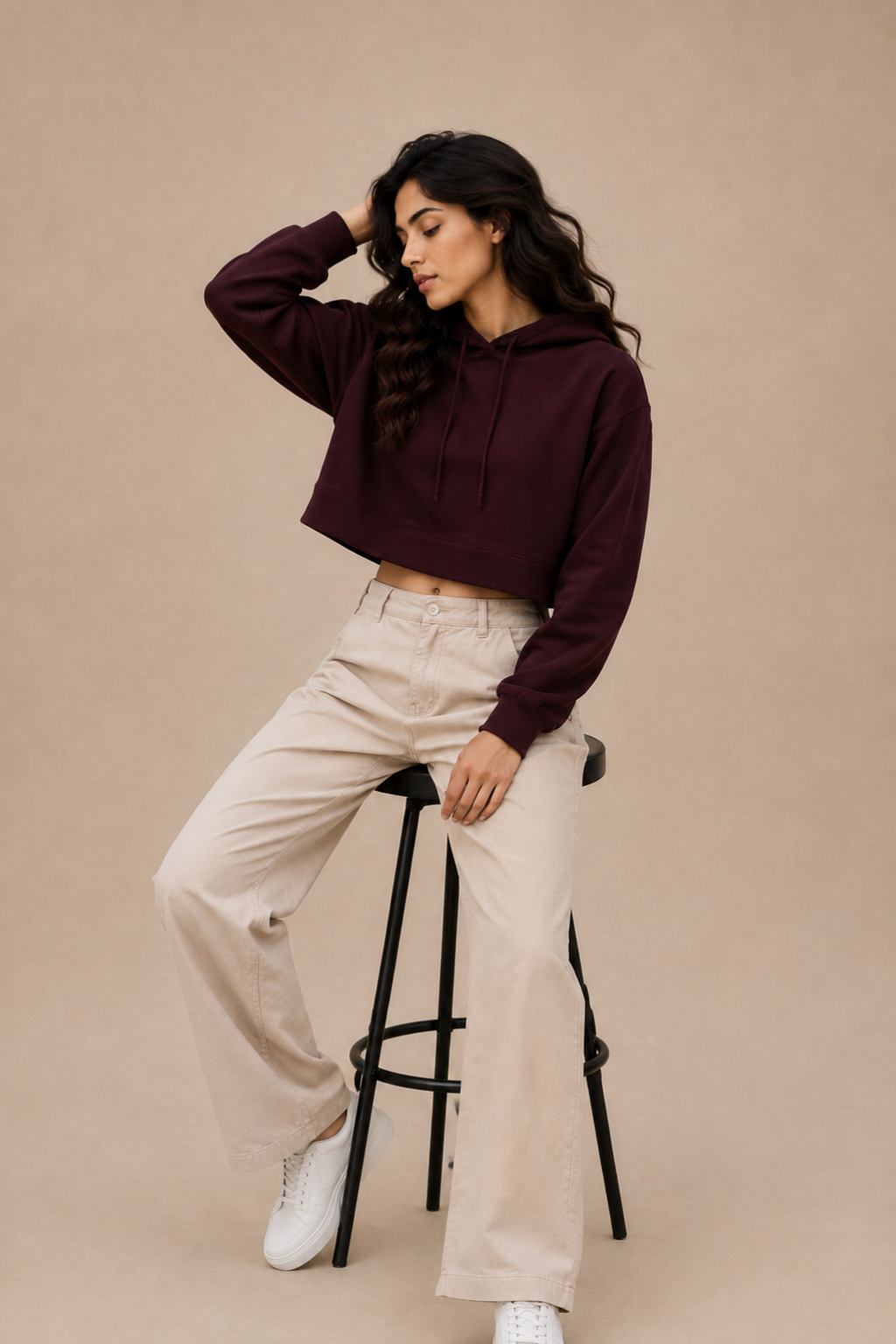 maroon crop hoodie
