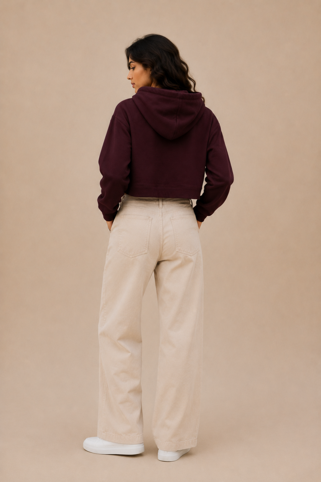 maroon crop hoodie