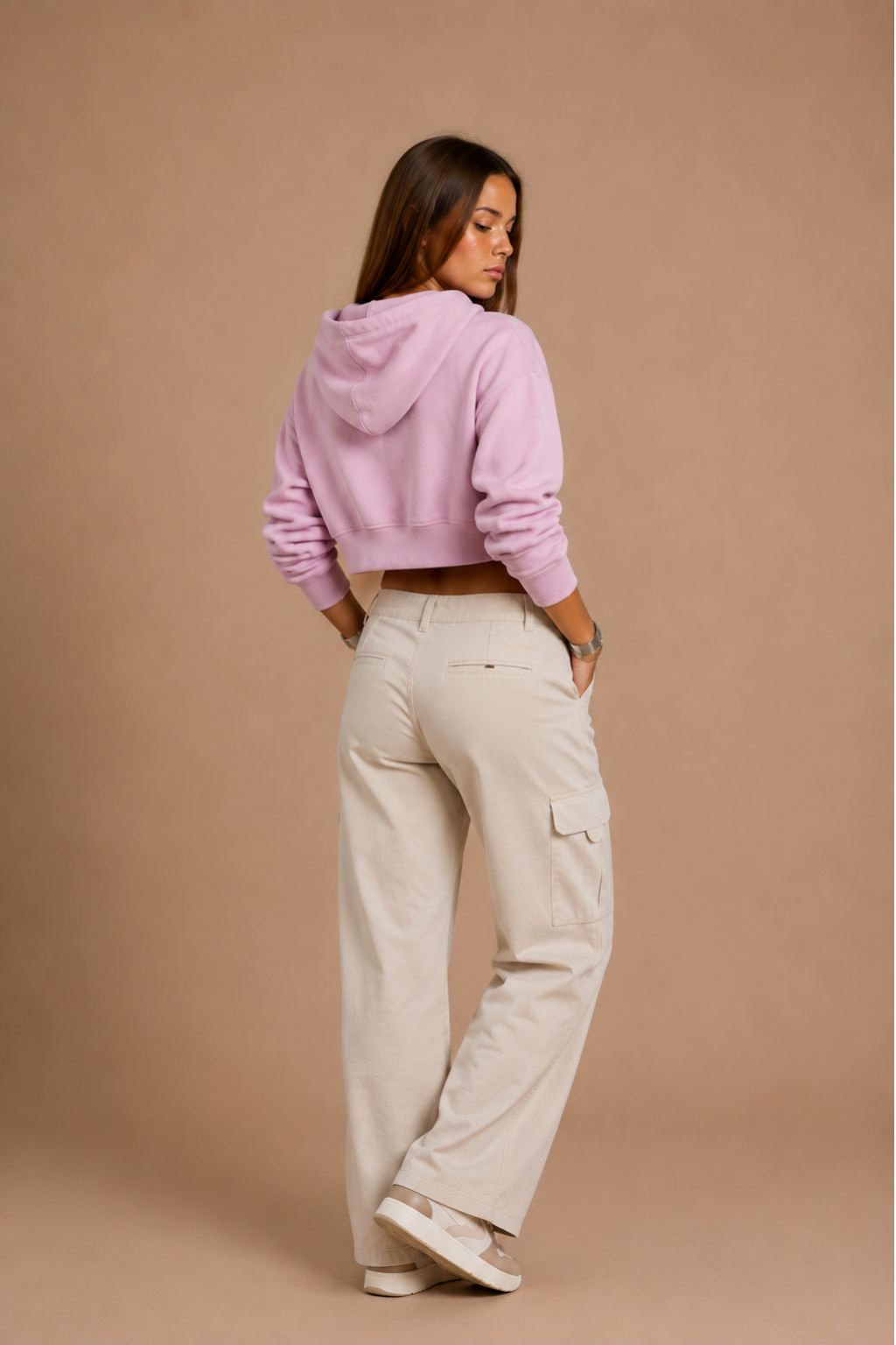 pink crop hoodie