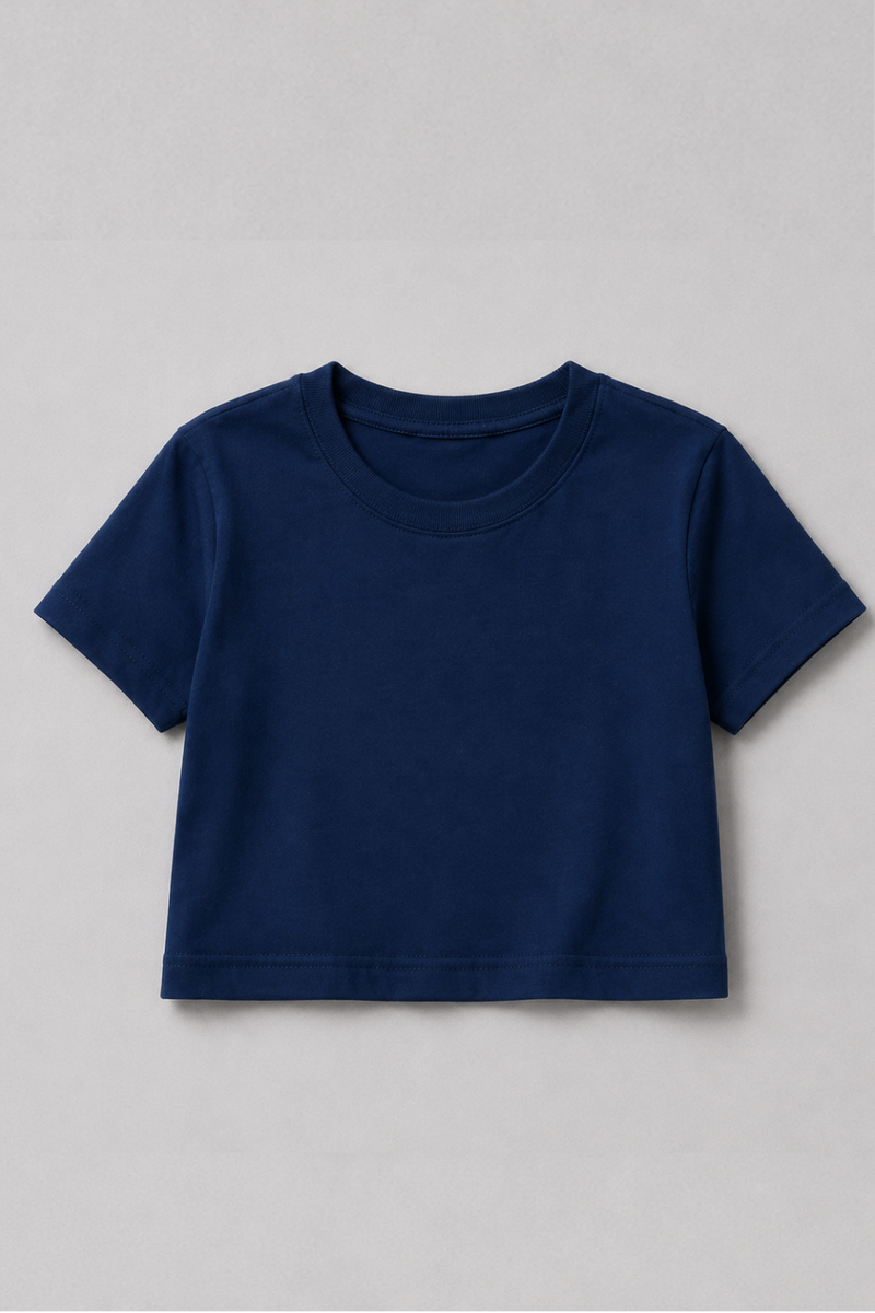 navy crop tees