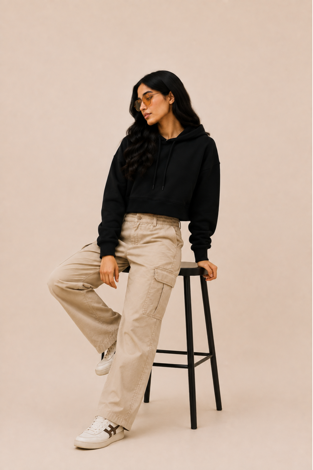 black crop hoodie
